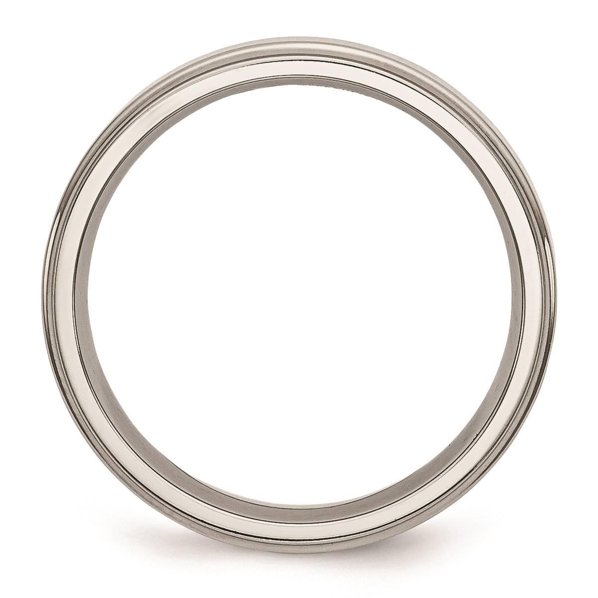 Mens Gentlemen's Classics™ Steel Ridged Edge Wedding Band