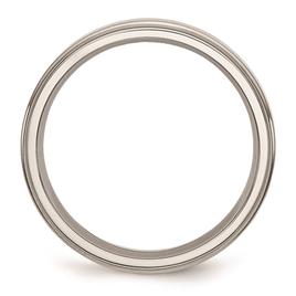 Mens Gentlemen's Classics™ Steel Ridged Edge Wedding Band