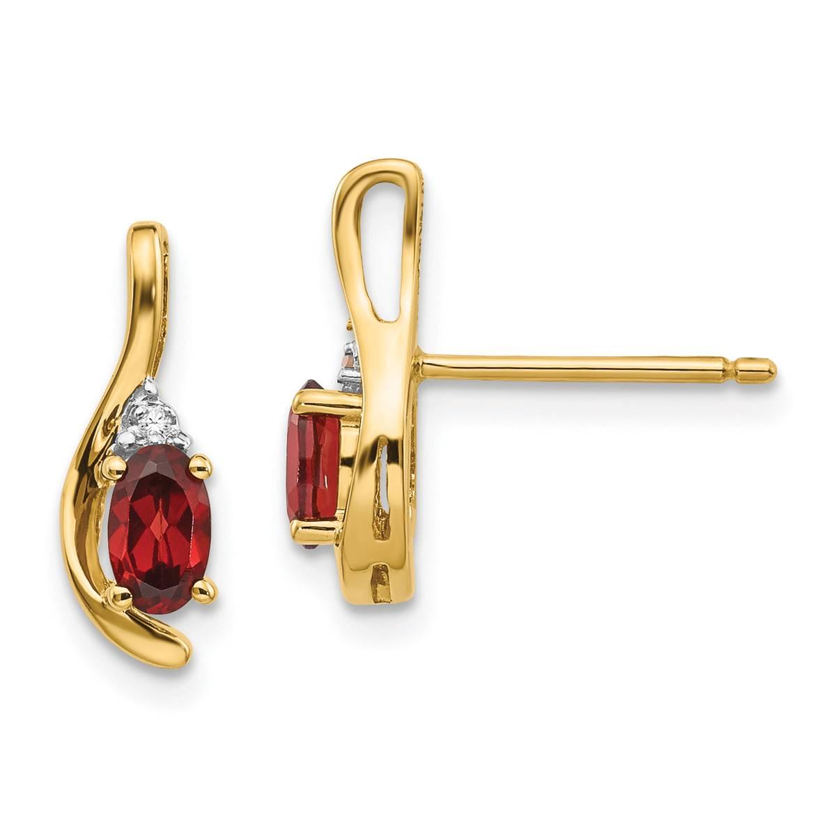 14kt. Yellow Gold Oval Garnet Stud Earrings
