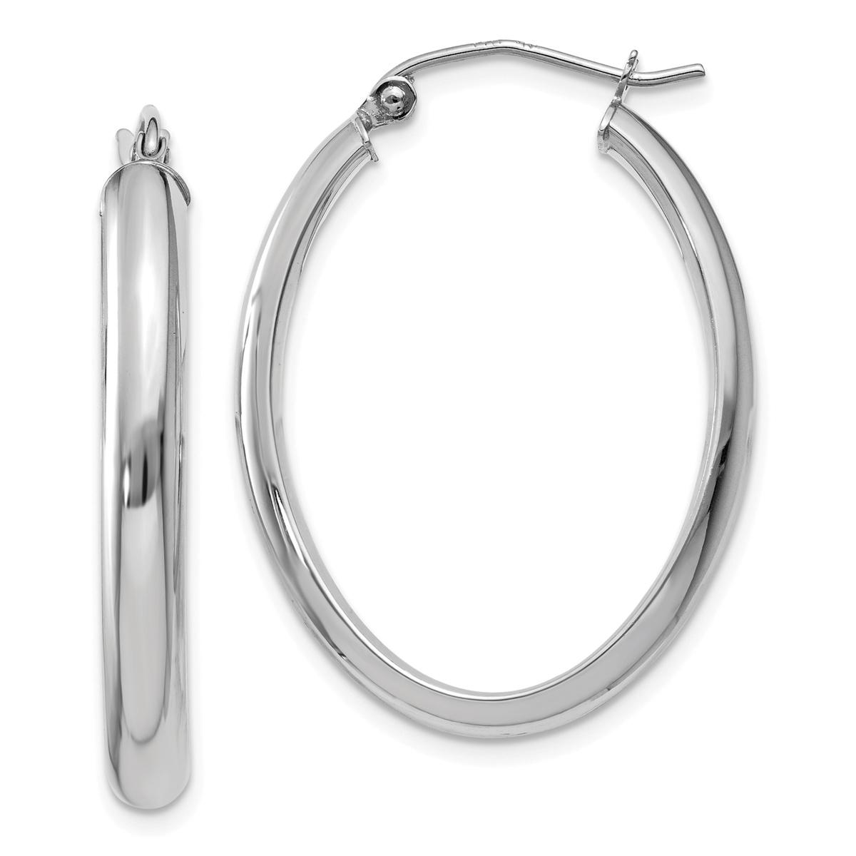 Gold Classics(tm) 14k White Gold 30x22mm Oval Hoop Earrings