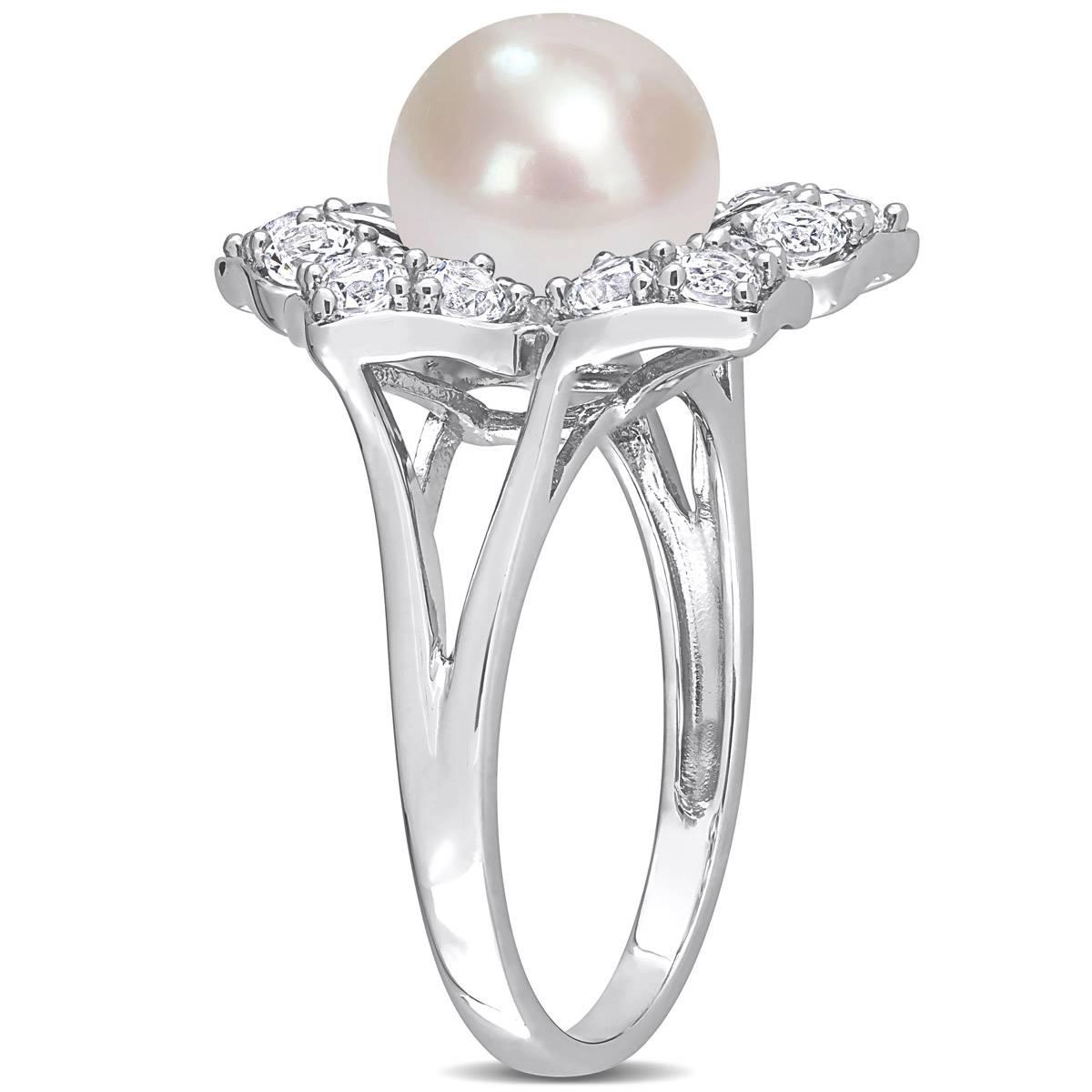 Gemstone Classics™ Pearl & Sapphire Floral Ring