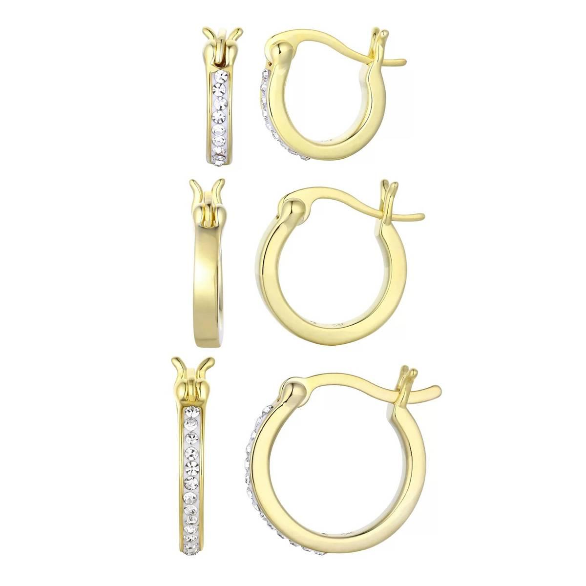 Candela Gold over Silver Triple Hoop Earring Set