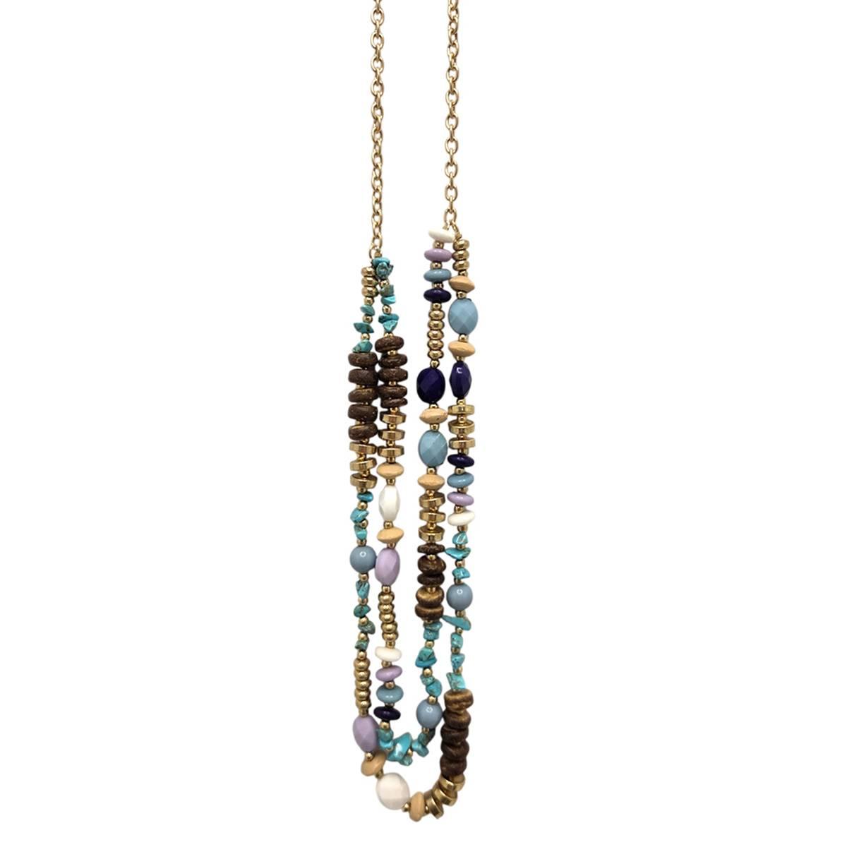 Ashley Cooper(tm) Gold-Tone Wood Bead 2 Row Necklace