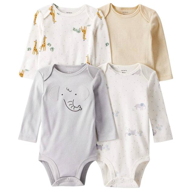 Baby Unisex (NB-24M) Carter's® 4pk. Giraffe & Elephant Bodysuits