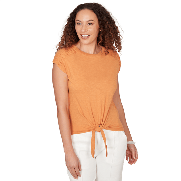 Womens Skye’s the Limit Key Items Ruch Solid Cap Sleeve Blouse