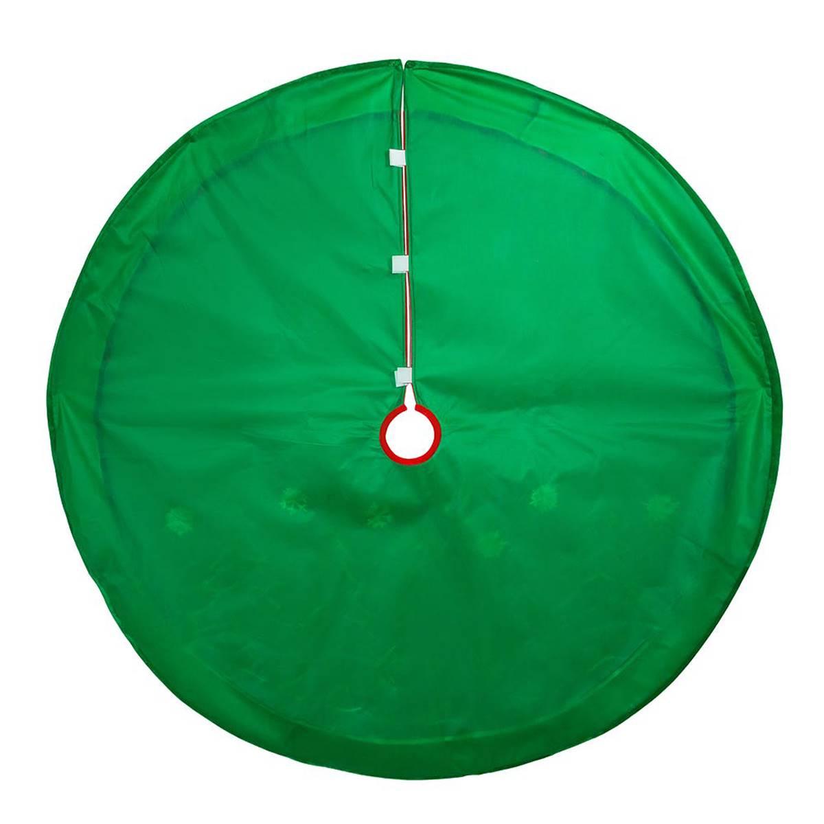 Kurt S. Adler 48in. Red Velvet w/ Green Trees Tree Skirt