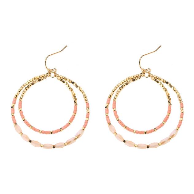Ashley Cooper™ Gold & Pink Beaded Hoop Earrings