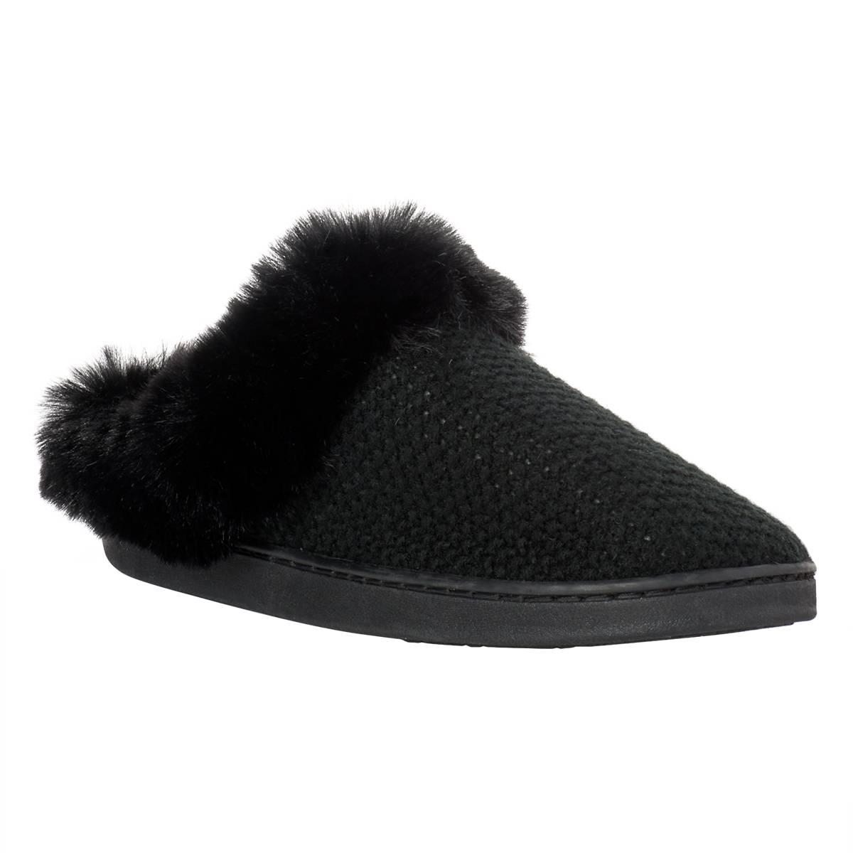 Womens Nanette Lepore Fuzzy Knit Slip Ons
