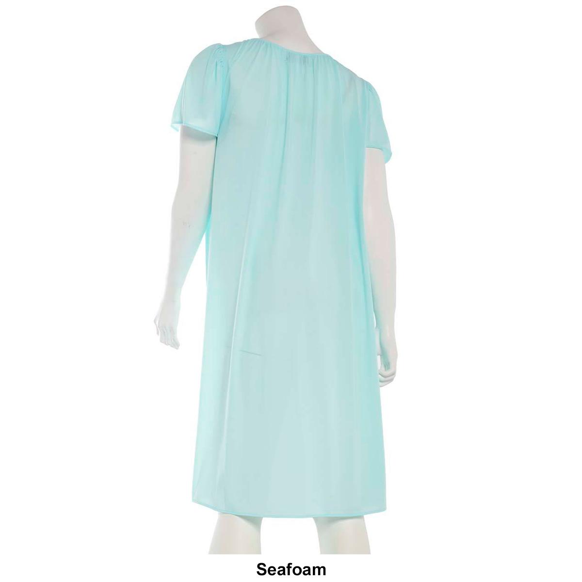 Plus Size Miss Elaine Short Sleeve Tricot Solid Short Nightgown