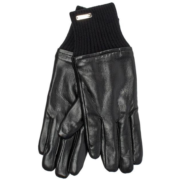 Womens Steve Madden Faux Leather Knit Gloves
