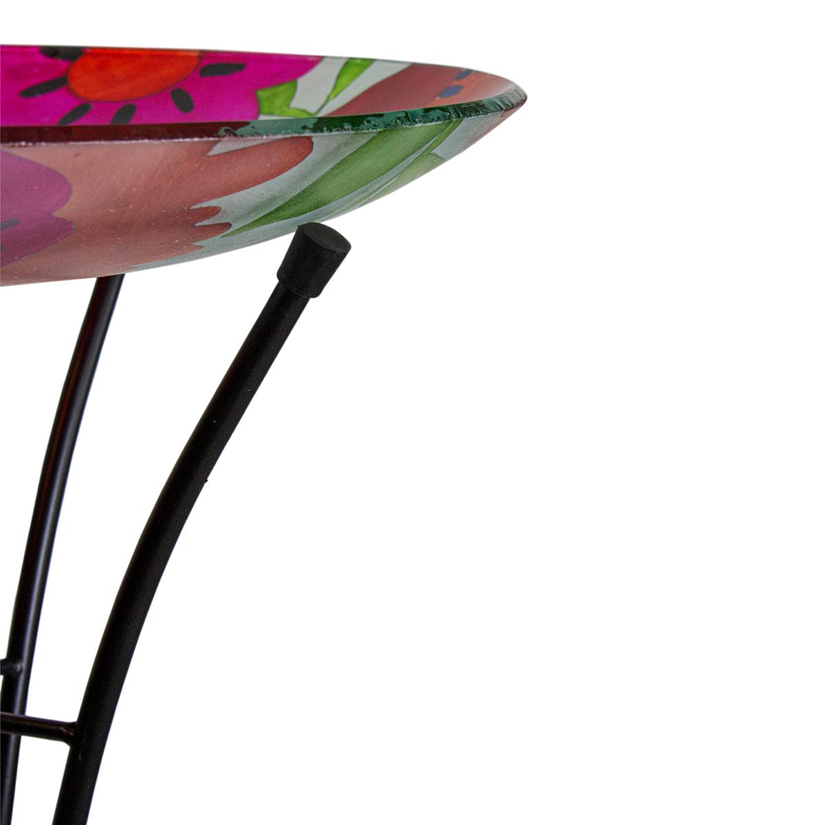 Northlight Seasonal 18in. Summer Flowers Painted Glass Bird Bath