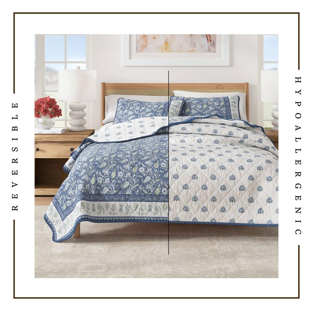 FreshFolds Indira 3pc. Reversible Floral Bordered Quilt Set