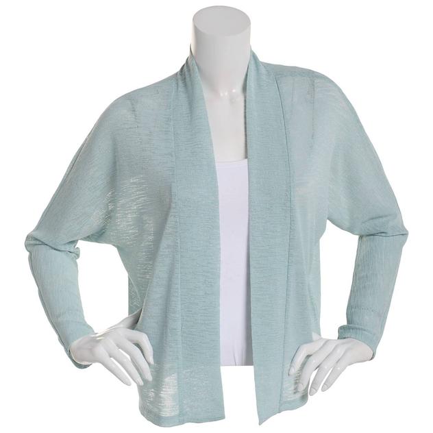 Womens Kasper Long Sleeve Solid Onion Skin Cardigan