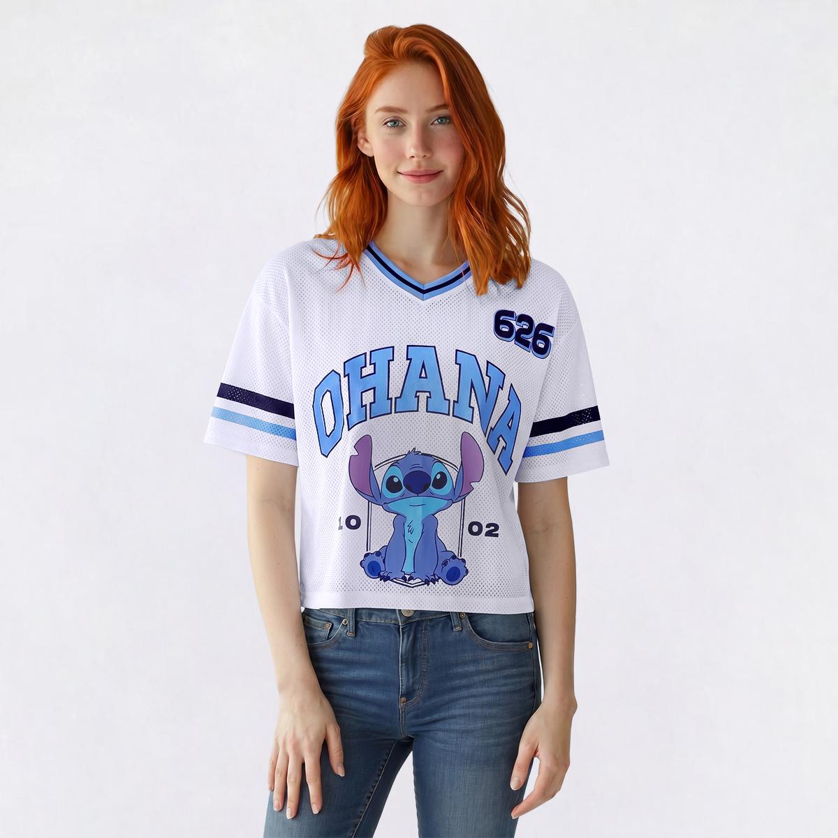 Juniors Freeze Ohana Stitch Mesh Football Tee