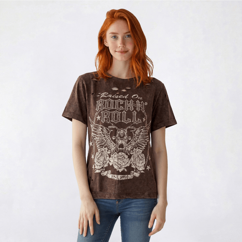 Juniors Attitude Not Included Rock Distressed Rhinestone Tee