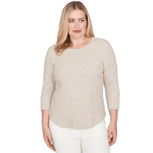 Womens Alfred Dunner Vienna Floral Embroidery Sweater