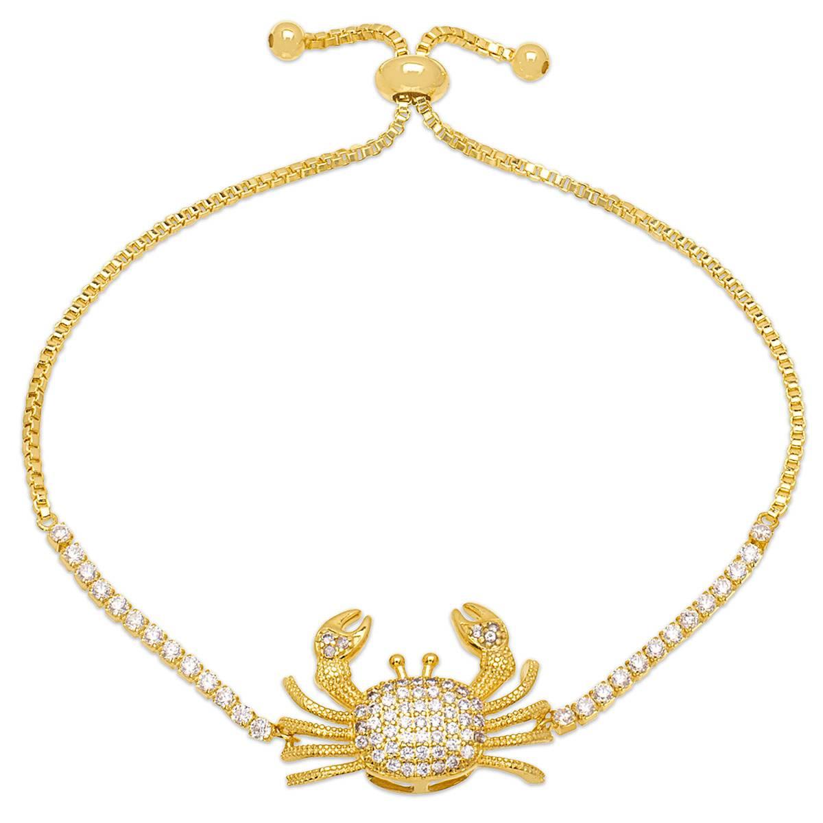 14kt. Gold Plated & CZ Crab Adjustable Bracelet