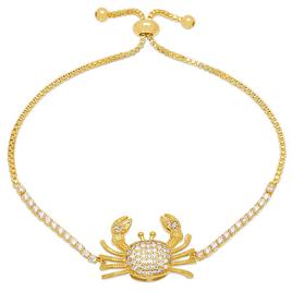 14kt. Gold Plated & CZ Crab Adjustable Bracelet