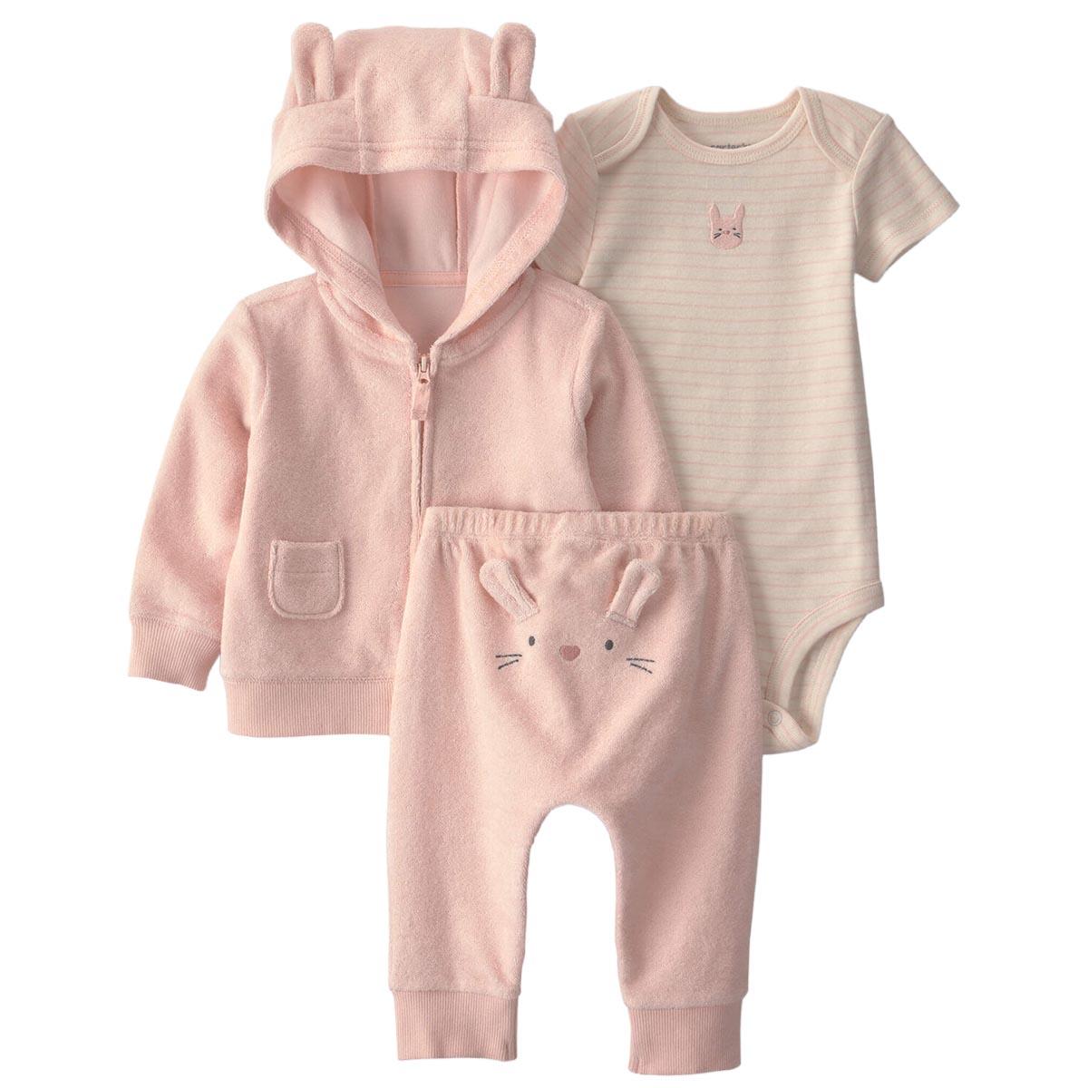 Baby Girl (3-12M) Carter''s Ig Bunny Design 3Pc Set