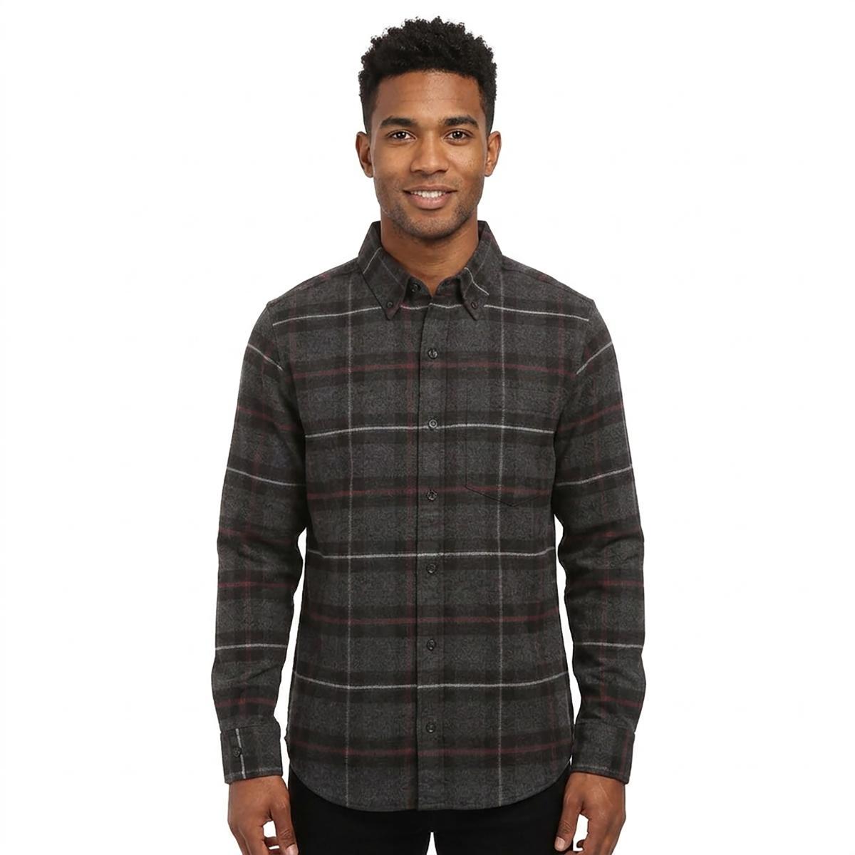 Mens Jackson Hole Flannel Shirt - Black/Burgundy