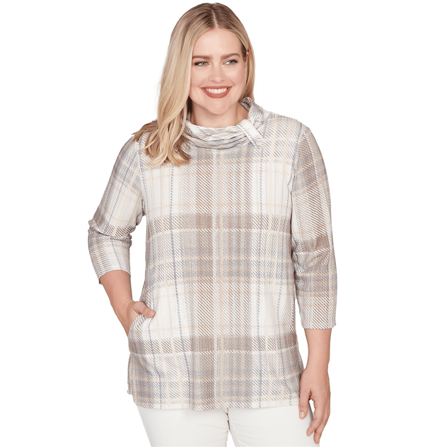 Womens Alfred Dunner Vienna Cowl Neck Plaid Sweater