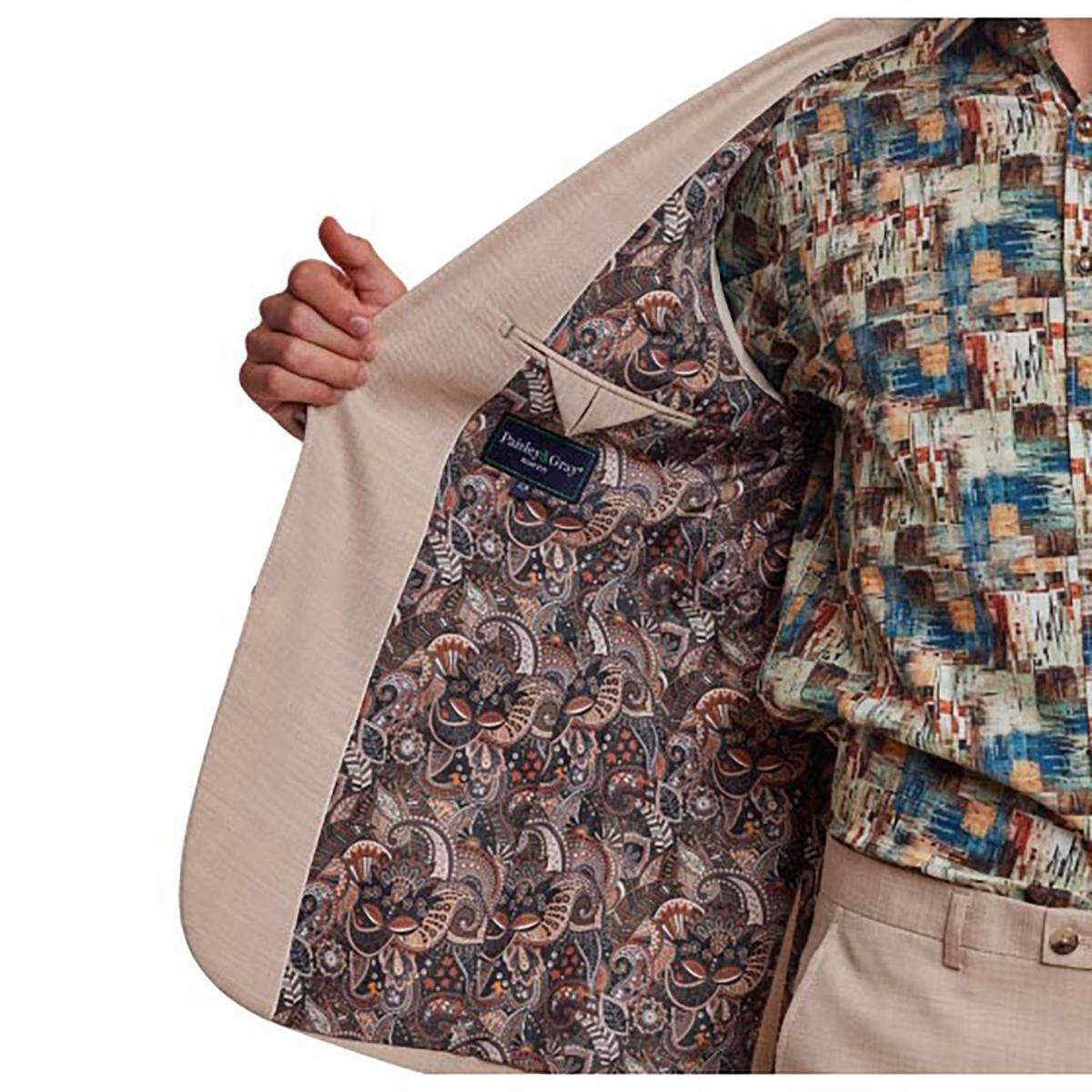 Mens Paisley & Gray® Suit Jacket - Cream Beige
