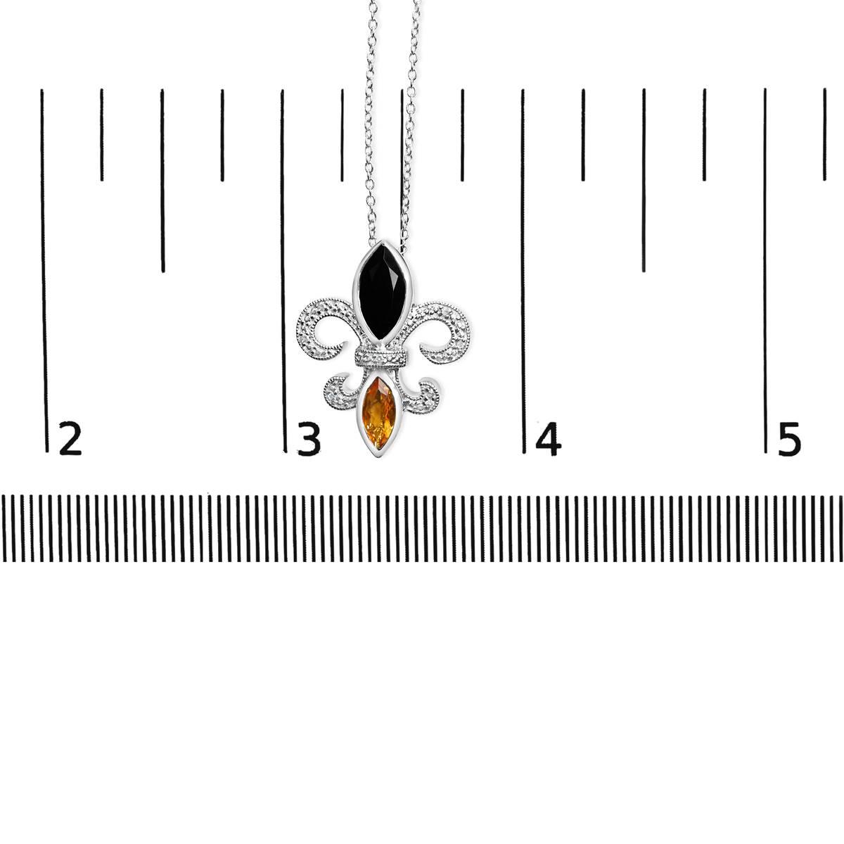 Haus of Brilliance Sterling Silver Onyx & Citrine Pendant