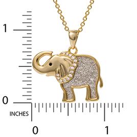 Brass Yellow Gold Plated and Silver Glitter Elephant Pendant