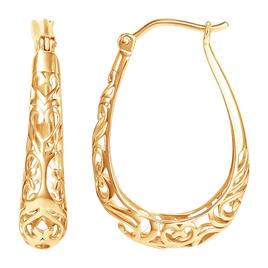 Ellen Tracy 14kt. Plated Sterling Silver Filigree Hoop Earrings