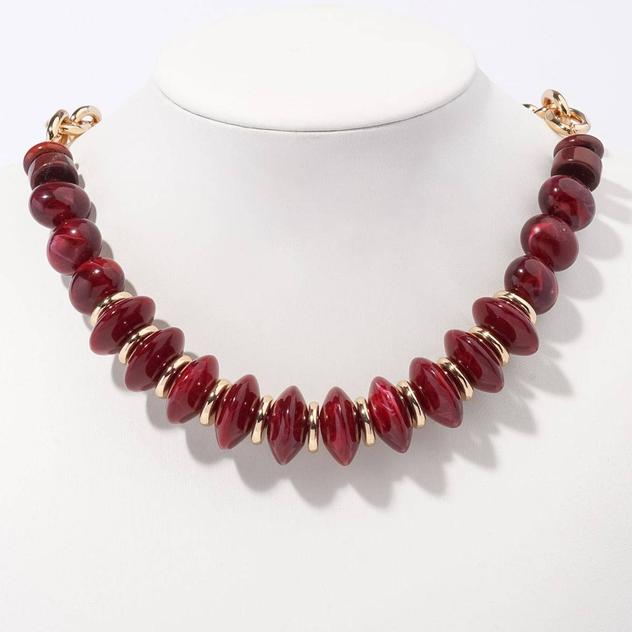 Ashley Cooper™ Chunky Burgundy Beaded Collar Necklace