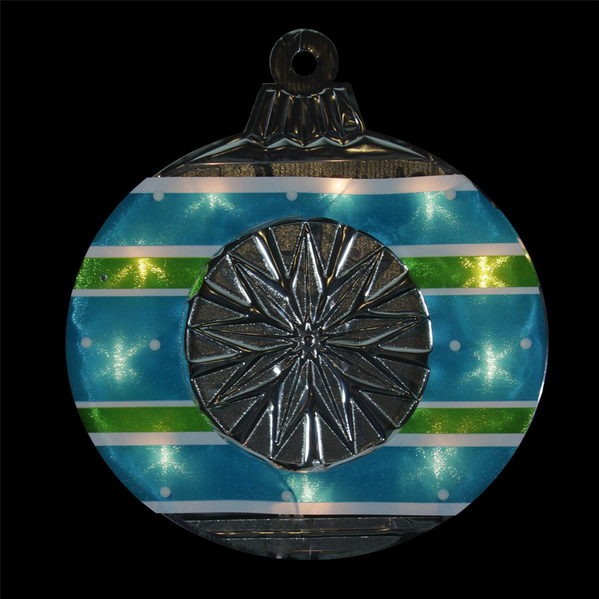 Impact Blue & Green Lighted Christmas Ornament Window Silhouette