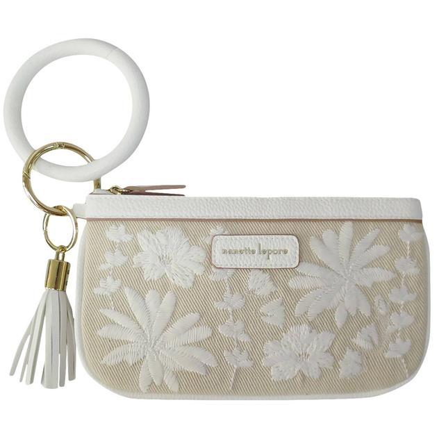 Womens Nanette Lepore Sanai Embroidered Canvas Wristlet