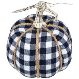 Northlight Plaid Fall Harvest Pumpkin with Weathered Stem