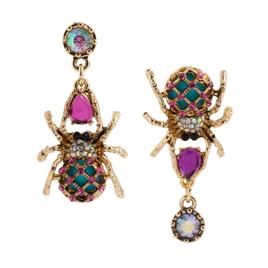 Betsey Johnson Gold-Tone Spider Mismatched Drop Earrings