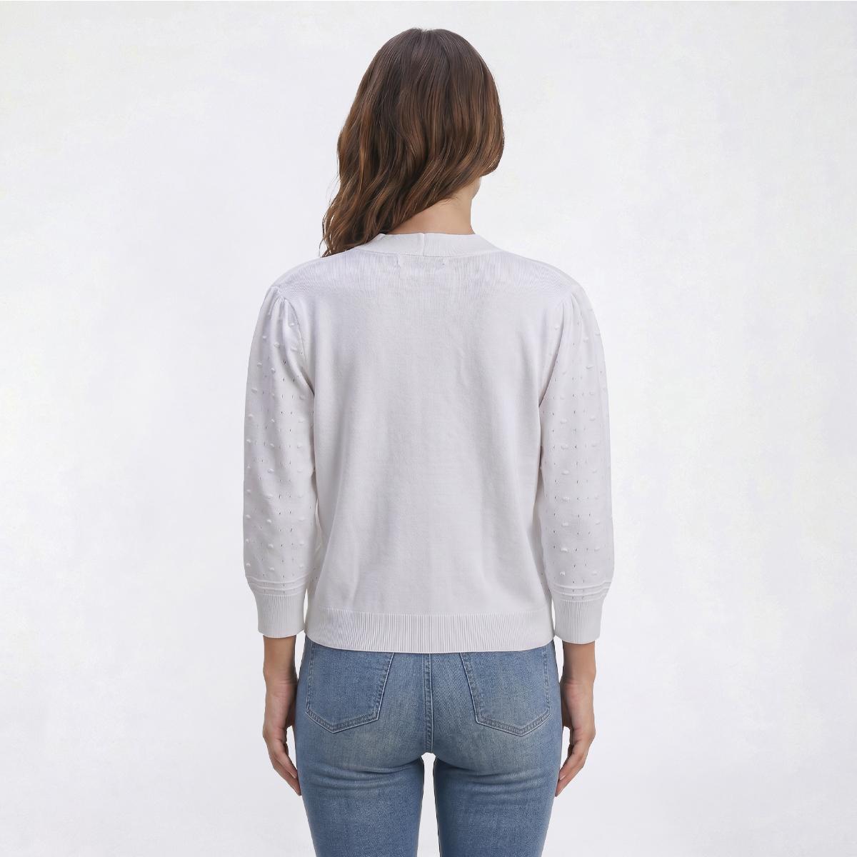 Womens 89th & Madison 3/4 Sleeve Bobble Stitch Cardigan