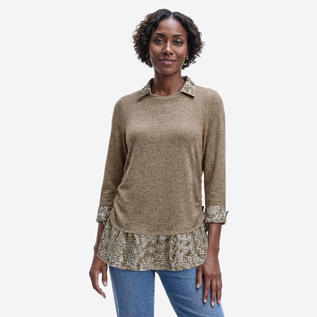 Womens Zac & Rachel Long Sleeve Brushed Two In One Sweater