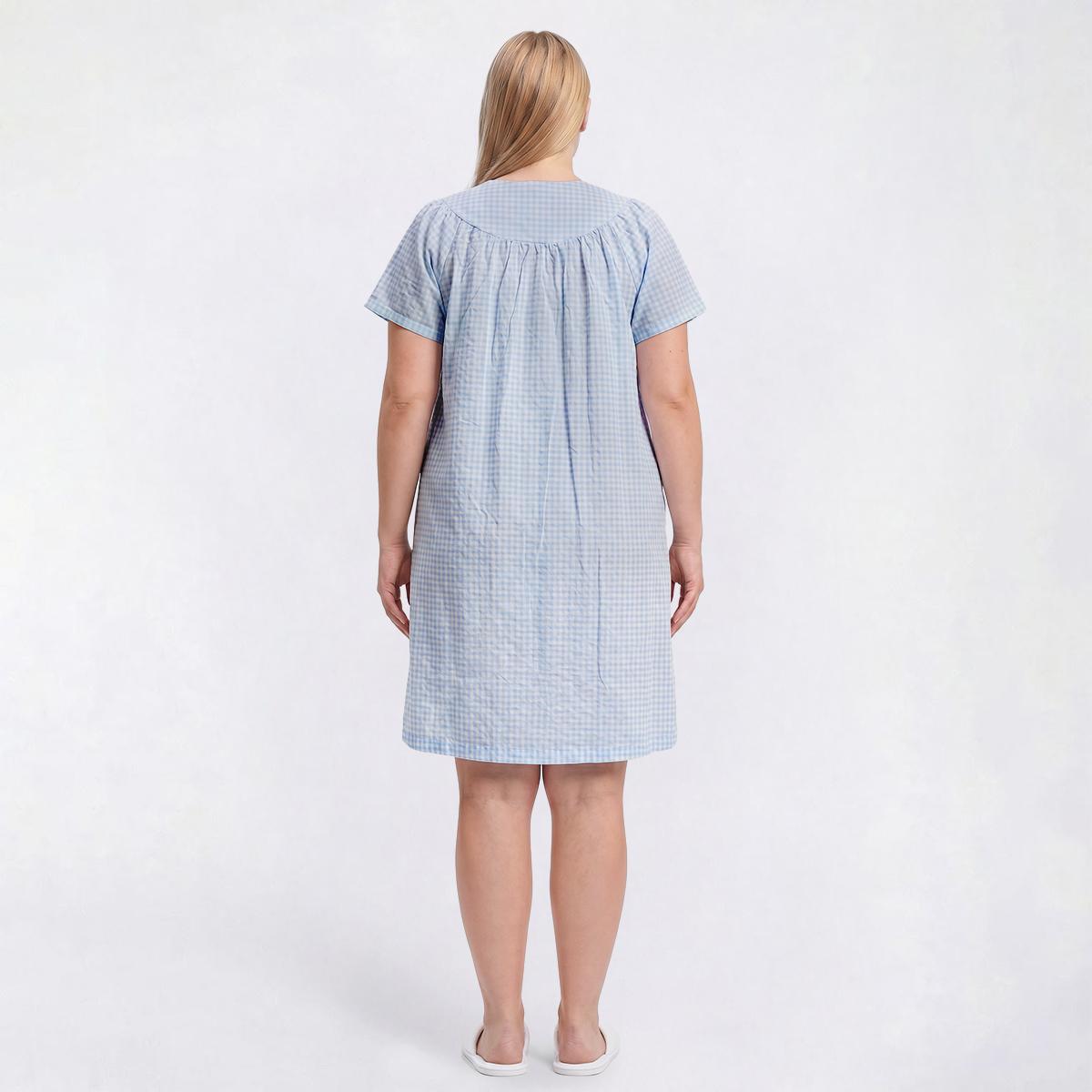 Plus Size Moon to Noon Short Sleeve Tiny Gingham Duster