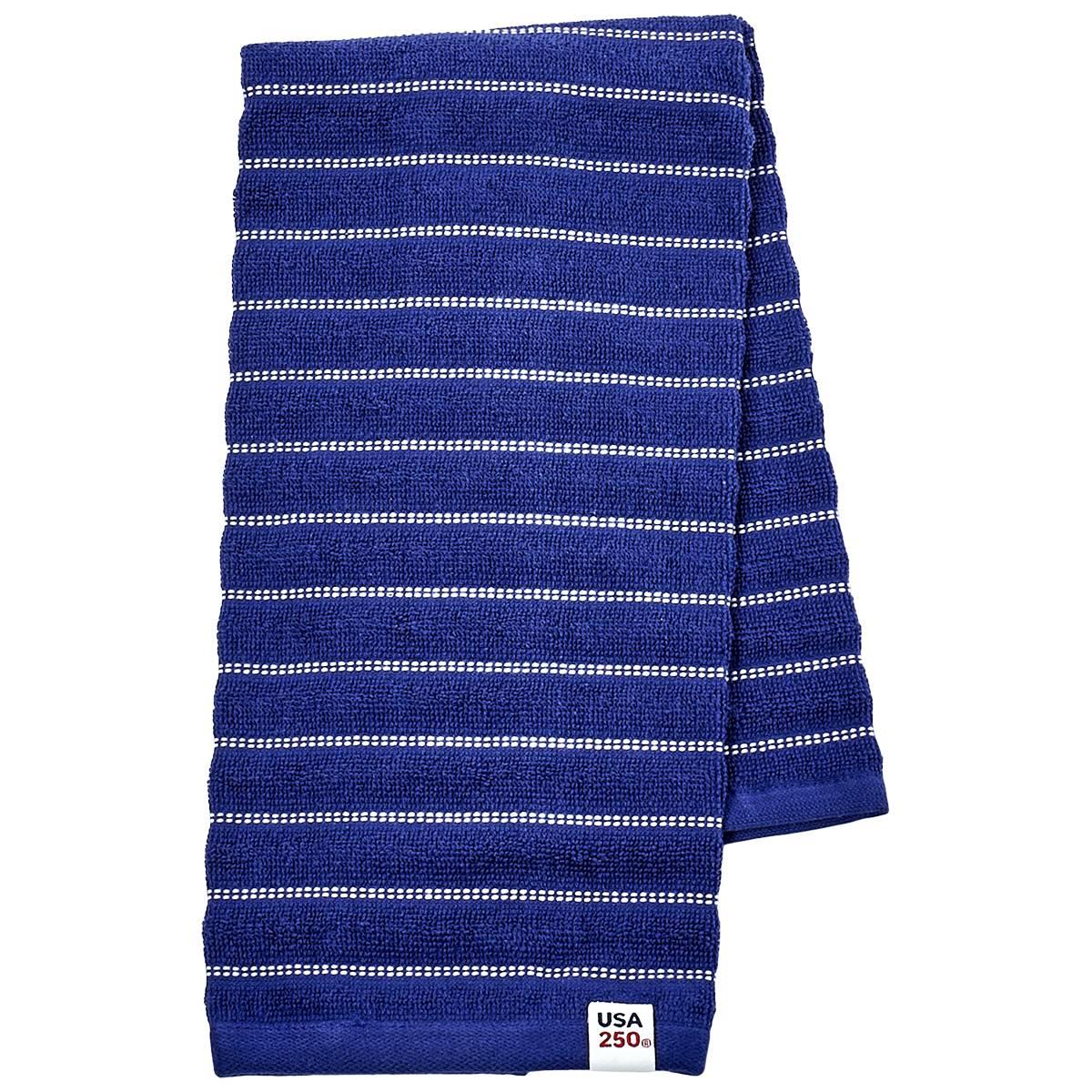 Navy/White Skipping Stripe Wave Kitchen Towel