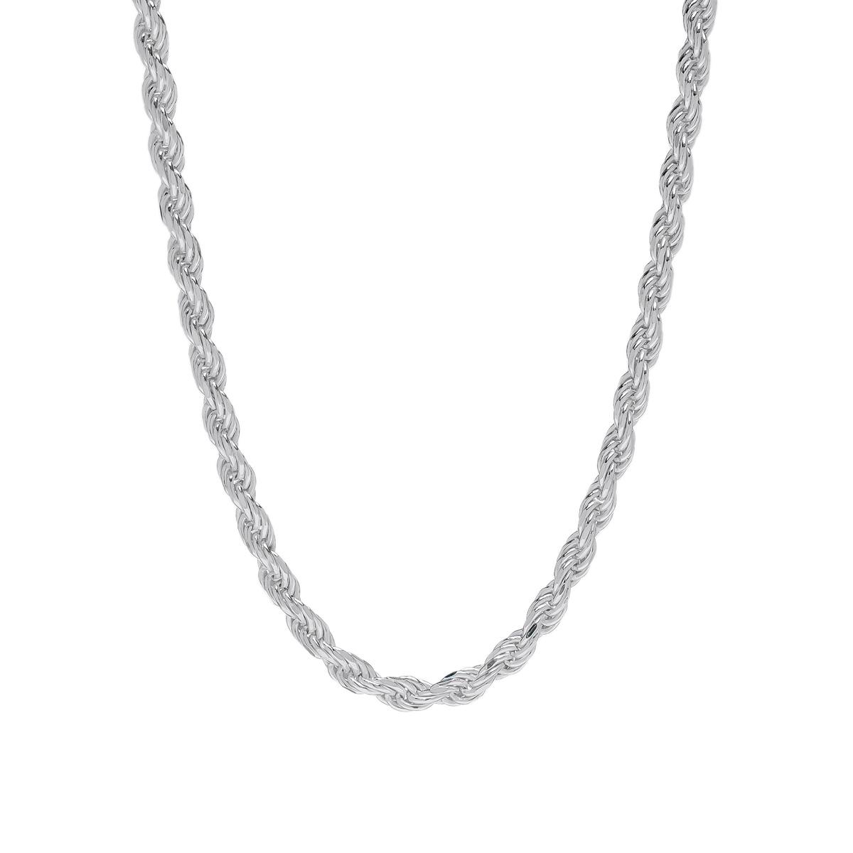 18in. Sterling Silver Polished Rope Chain Necklace