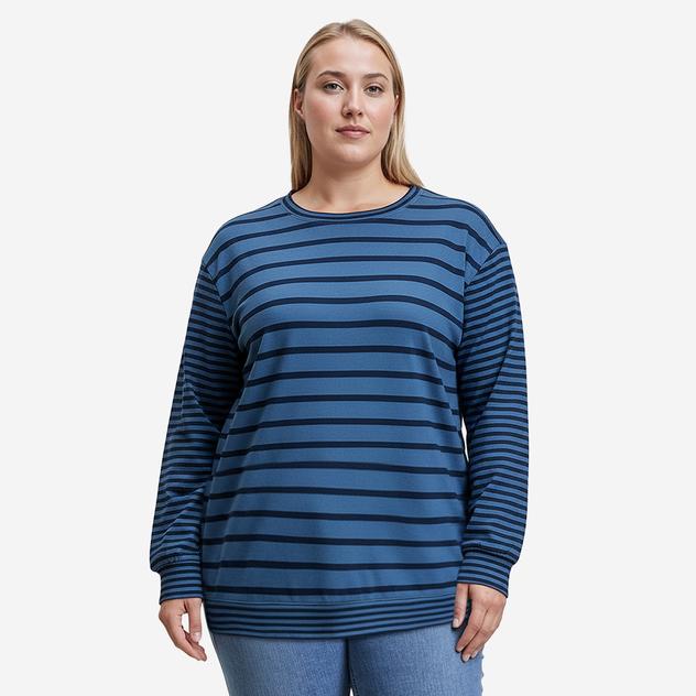 Plus Size Emily Daniels Long Sleeve Double Stripe Crew Neck Tee