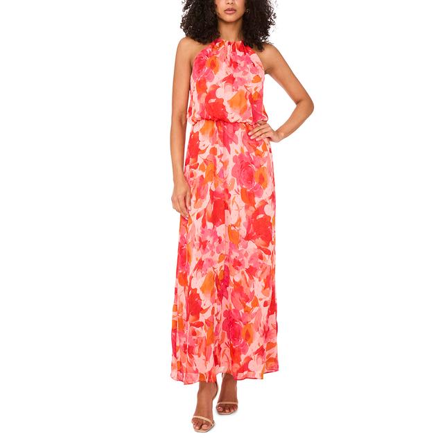 Womens MSK Lurex Floral Halter Neck Maxi Dress