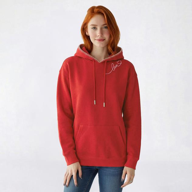 Juniors No Comment Love Fleece Hoodie w/Chain Embroidery