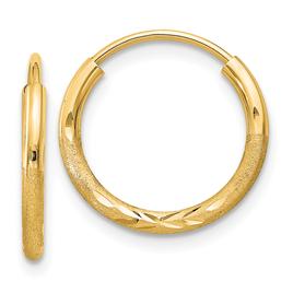 Gold Classics(tm) 12mm. 14kt. Satin Diamond Cut Hoop Earrings