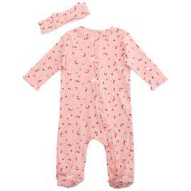 Baby Girl (3-9M) Little Me(R) Tiny Posies Footie with Headband