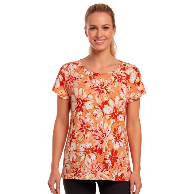 Petite Emily Daniels Button Shoulder Floral Disco Dot Blouse