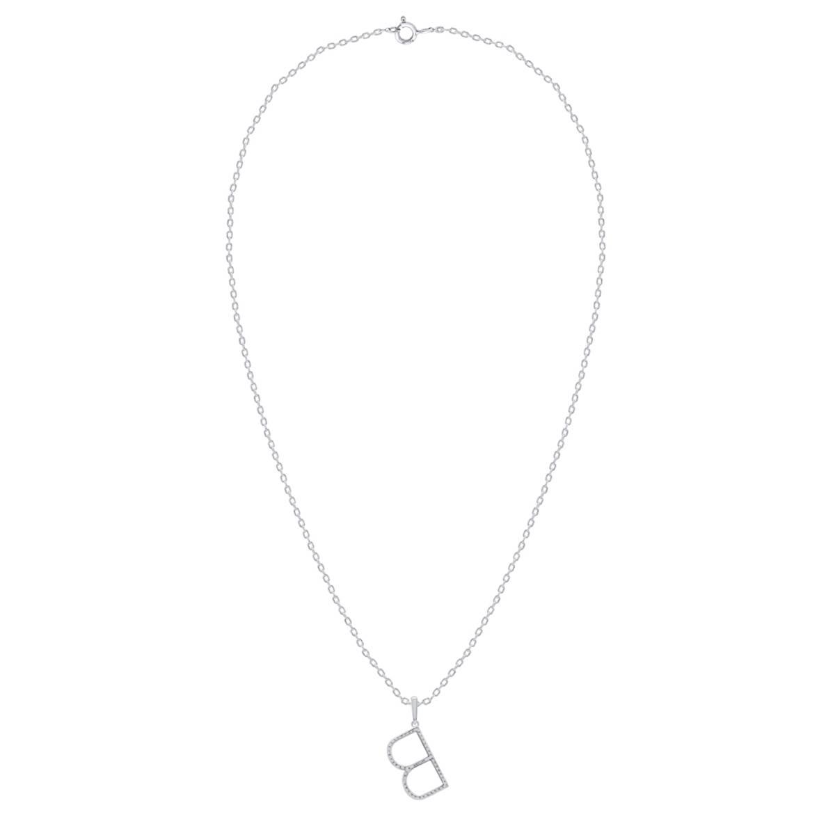 Nova Star® Sterling Silver Lab-Grown Diamond Initial B Pendant