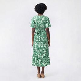Womens Luxology Flutter Sleeve Vine Tie Waist A-Line Dress