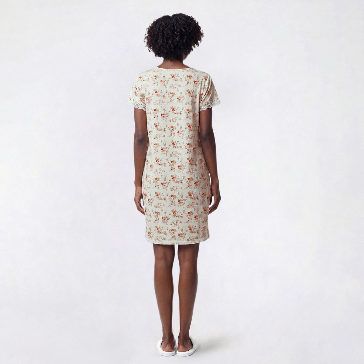 Womens Elizabeth & Nicole Wallpaper Floral Lace Trim Nightgown