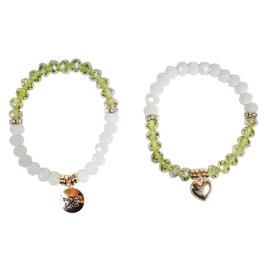 Beautiful Blessings 2pc. Stretch Beaded Heart Charm Bracelets