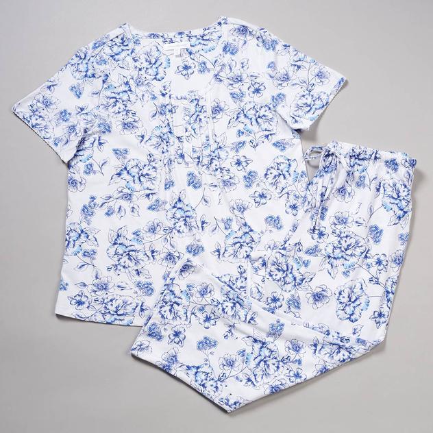 Womens Carole Hochman Short Sleeve Floral Capri Pajama Set